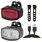 Dviratinė LED lemputė, priekinė ir galinė, su USB-C, 2 vnt.