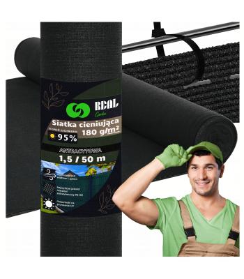 Tvoros uždangalas - tinklas nuo saulės ir vėjo 95%, 1.5x50 m, 180 g/m², grafitas