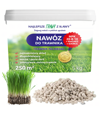 Daugiakomponentės trąšos vejos trąšoms NPK 20-8-10 Granulės 5 kg 250 m
