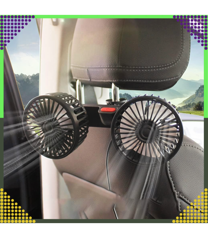 Automobilinis Ventiliatorius Dvigubas 360° USB