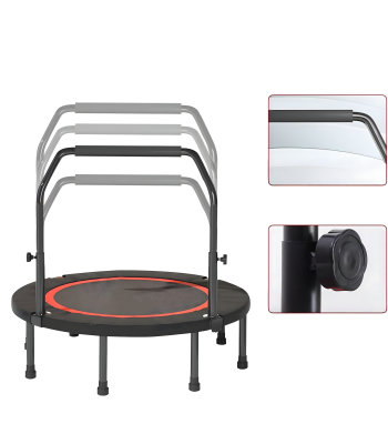 Treniruoklis trampolina sportui su reguliuojama rankena, sulankstomas 100 cm