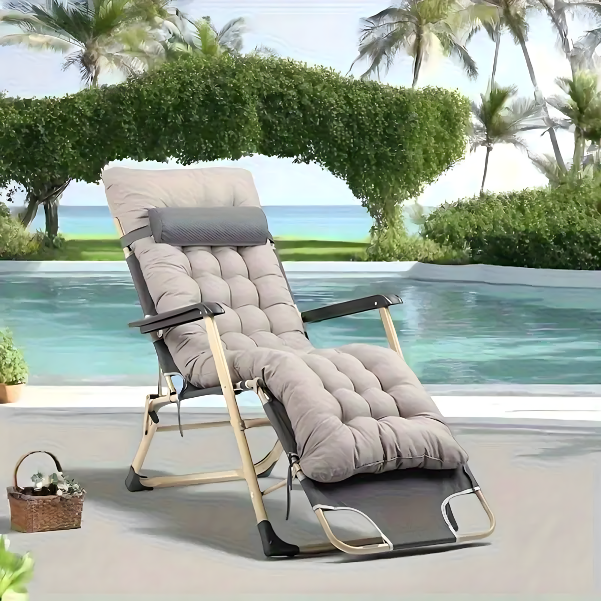 Sulankstoma sodo, paplūdimio ir turistinė gultas su pagalve