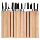 12 Dalių Medžio Raižymo Įrankių Rinkinys su Medinėmis Rankenomis