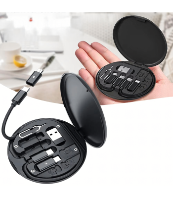 Organizer 5w1 kelioninis telefonui su USB-C, Lightning, Micro USB-A adapteriais
