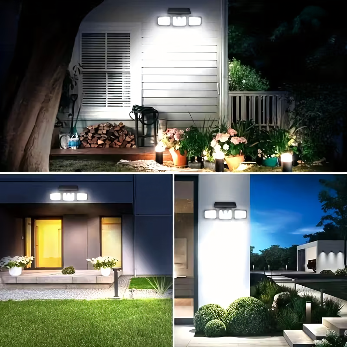Saulės lempa 74 LED 4in1 išorinis apšvietimas su judesio ir sutemų jutikliu