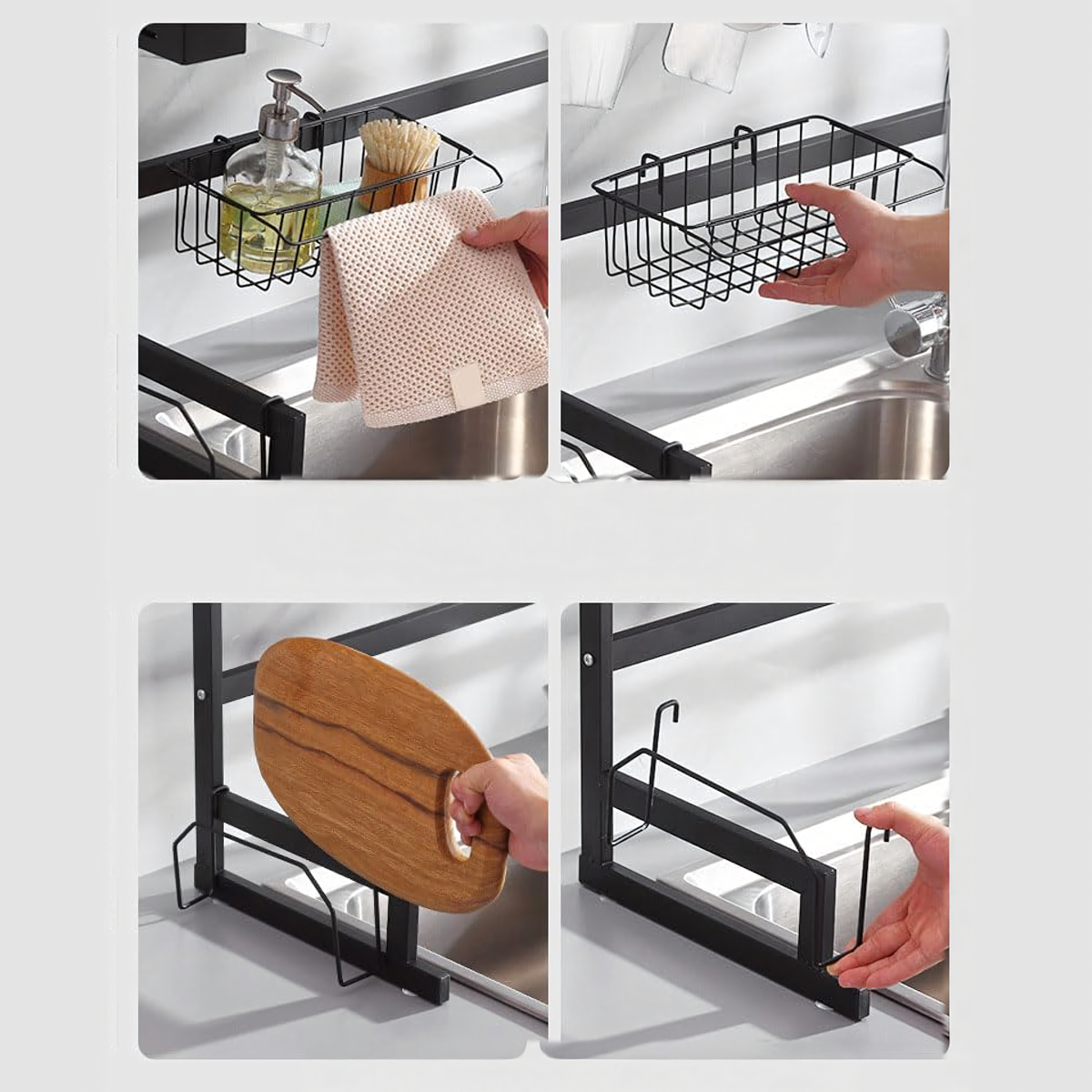 Dviejų lygių indų džiovyklė su laikikliu lentynai