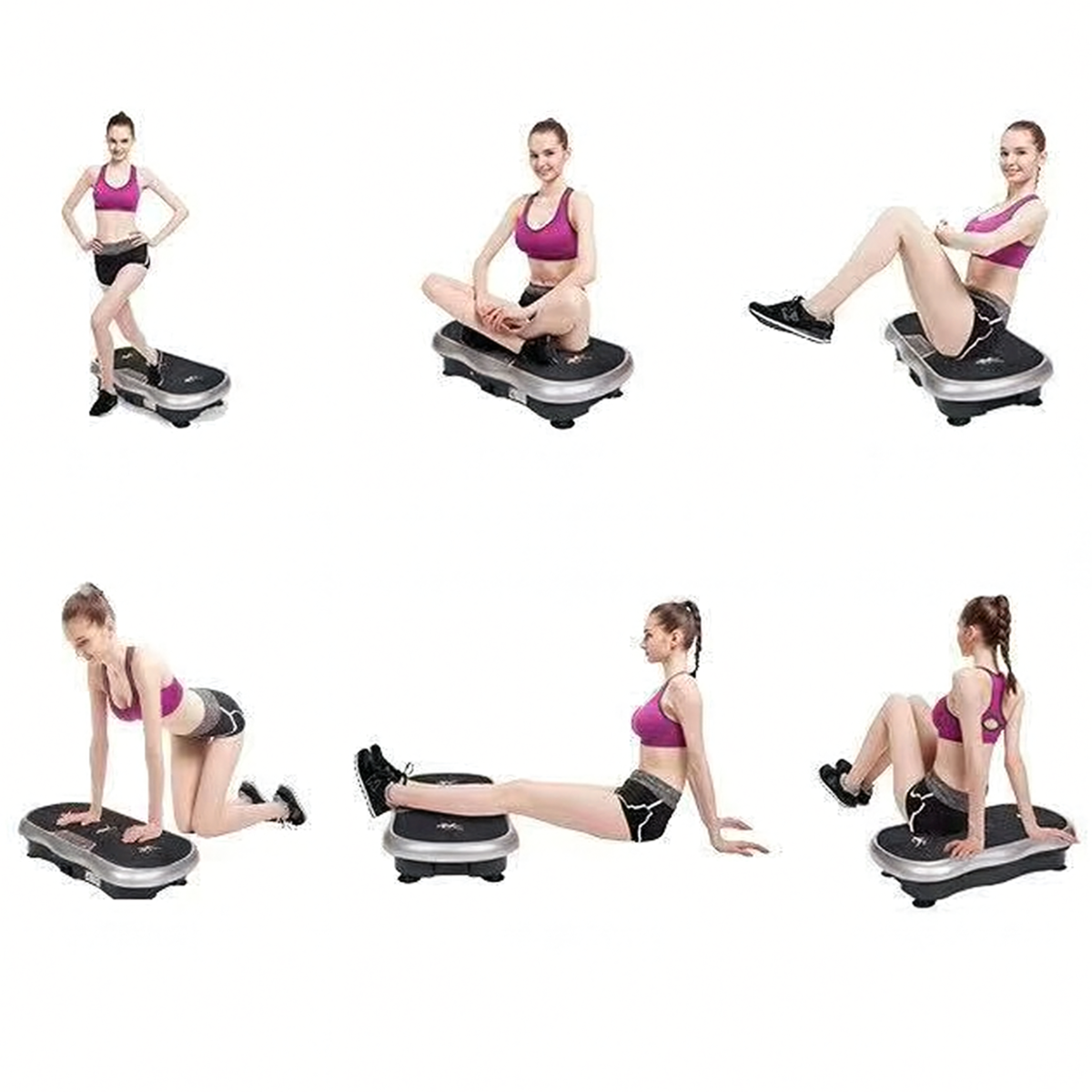Vibracinė treniruočių ir masažo platforma su nuotoliniu valdymu ir diržais, 150 kg