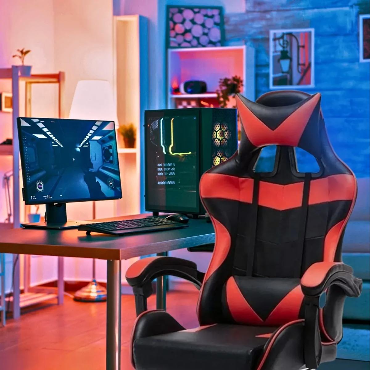 Žaidimų ir biuro kėdė su pakoju