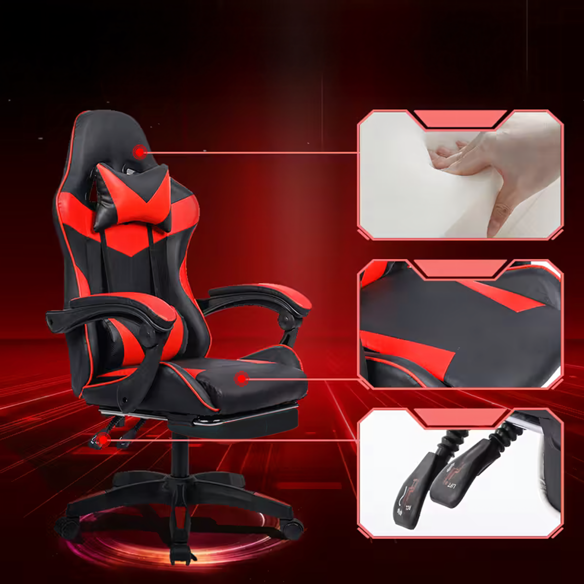 Žaidimų ir biuro kėdė su pakoju