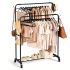 Dvigubas drabužių kabykla su ratukais ir batų lentyna
