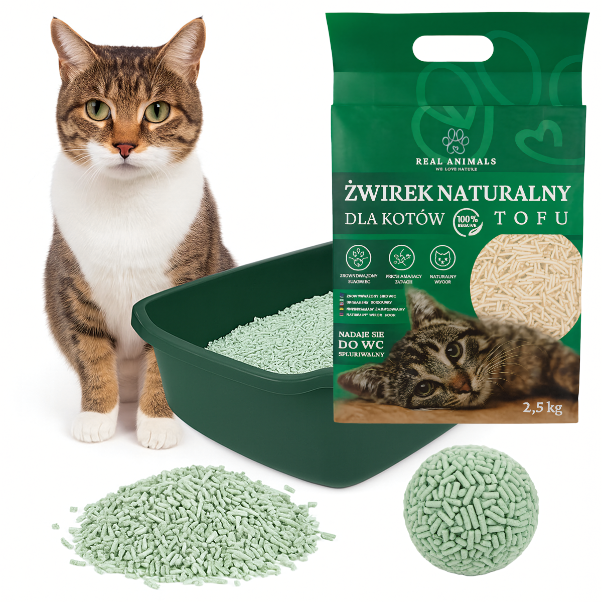 Žirnių kraikas katėms, 2,5 kg