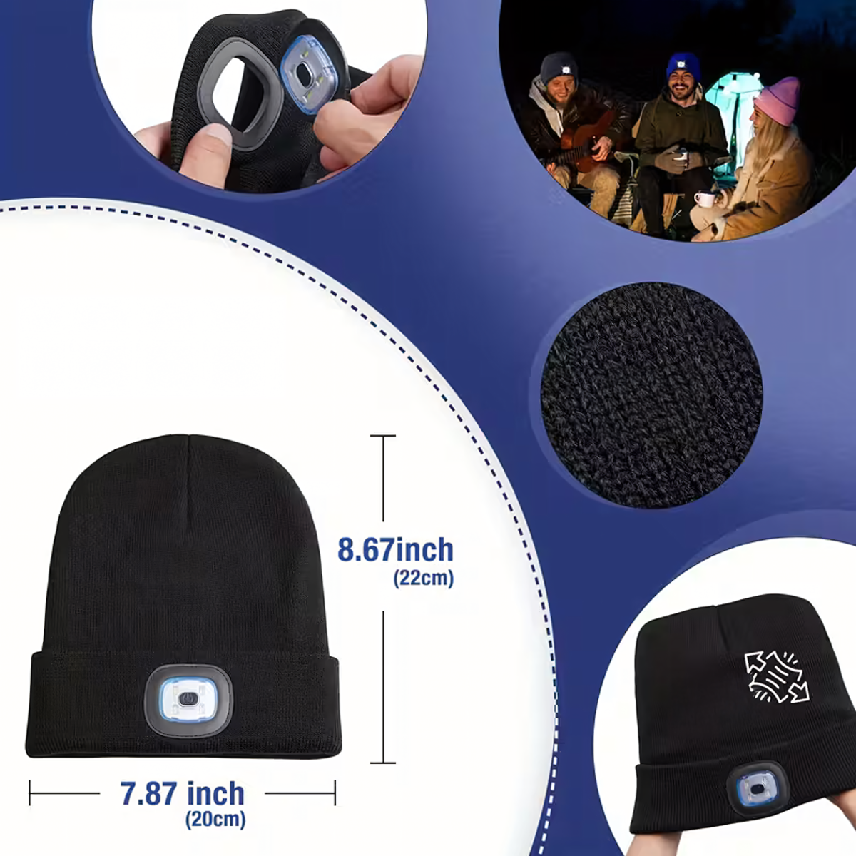 Žieminė kepurė su LED žibintuvėliu