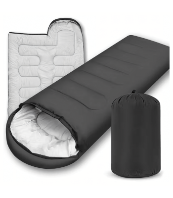 Miegmaišis 2in1 Mumiškas Turistinis Lengvas Šiltas Antklodė su Gobtuvu 210x75 cm Juodas