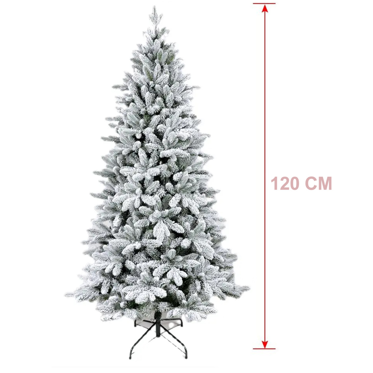 Kalėdų eglutė kaip tikra, stipriai apsnigta, tanki kėnio gyva su stovu 120 cm Premium