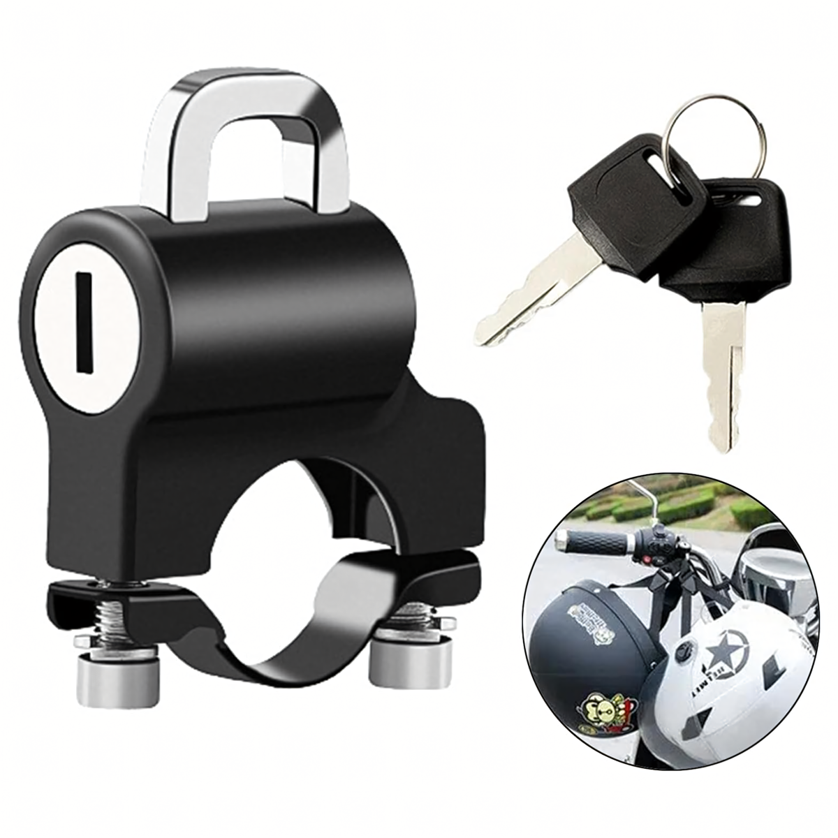 Motociklo šalmo apsauga nuo vagystės