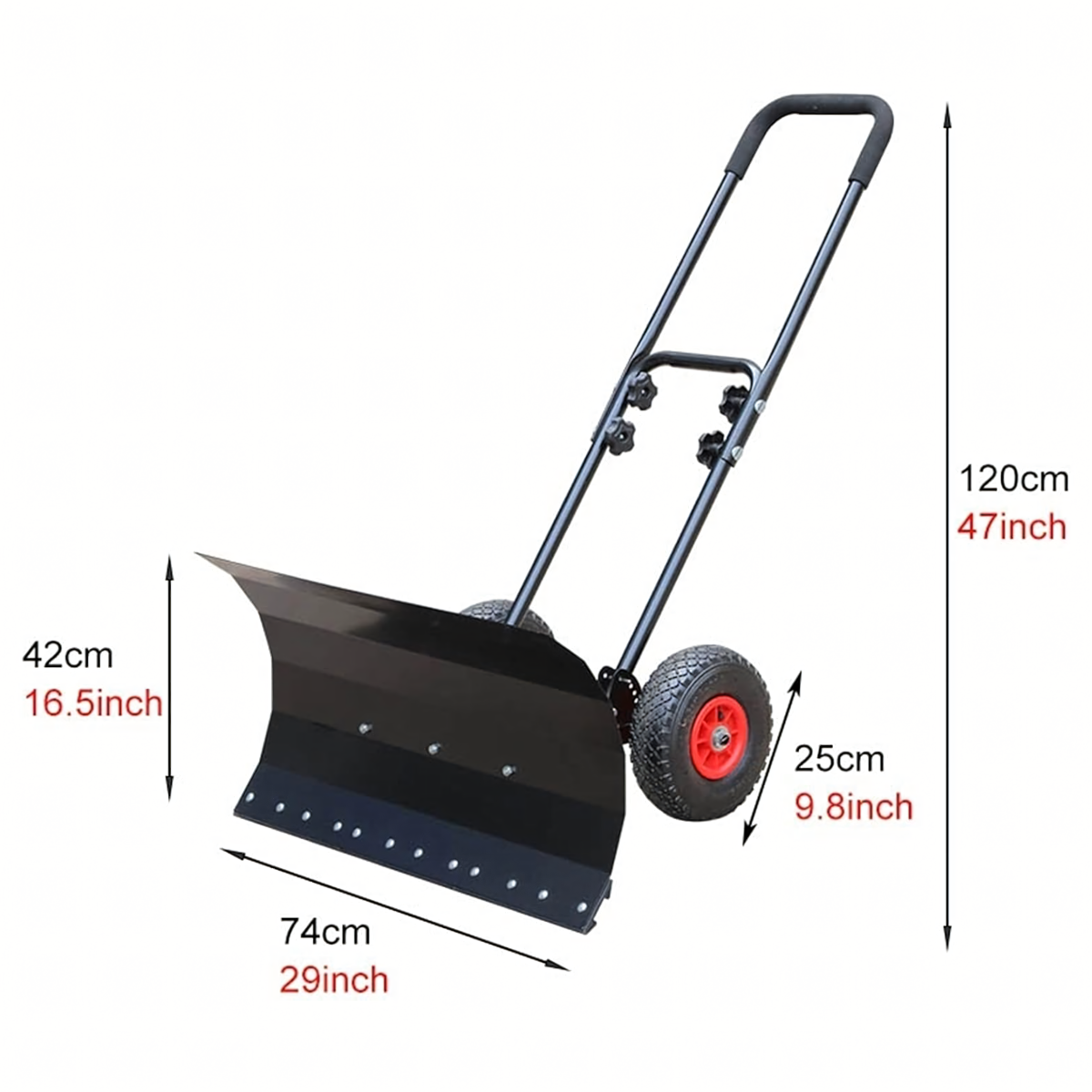 Tvirta sniego kastuvas-plūgas su ratais 75 cm
