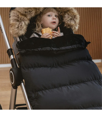 Šiltas vežimėlio miegmaišis su kailiuku