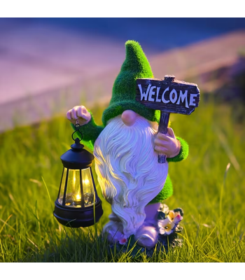 Sodo nykštuko figūrėlė su saulės energija LED