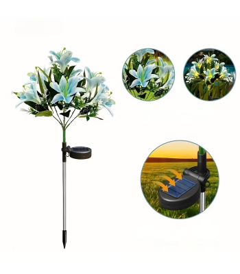 Saulės energija maitinama sodo lempa lelijos gėlės forma