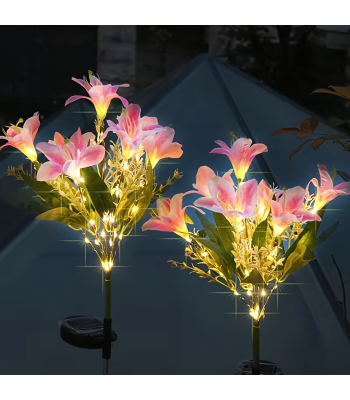 Saulės energijos lempa sodo dekoracija - lelijos žiedas