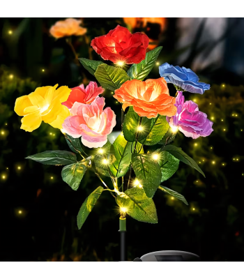 2 x Saulės energija maitinama sodo lempa - Rožės formos dekoracija