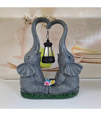 Figūrėlė lempa sodo dekoras saulės LED dramblys su žibintu