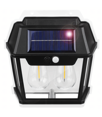 Saulės LED dviguba lauko sieninė lempa su judesio jutikliu