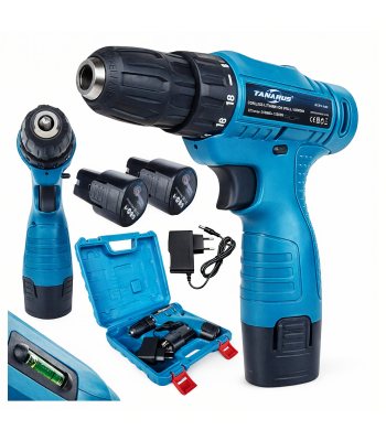 Akumuliatorinis Mini Grąžtas su LED Apšvietimu ir Komplektu Lagamine