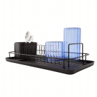 Vieno lygio indų džiovyklė su nuvarvėjimo padėklu juoda didelė