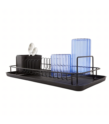 Vieno lygio indų džiovyklė su nuvarvėjimo padėklu juoda didelė