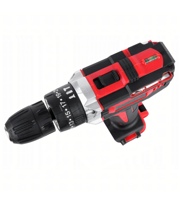 Akumuliatorinis Gręžtuvas-Suktuvas su Dviem Baterijomis, 18V LED ir Priedais