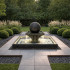 Didelis sodo vandens fontanas su rutuliu 140 x 140 x 120 cm, terasos dekoracija su LED