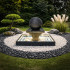 Didelis sodo vandens fontanas su rutuliu 140 x 140 x 120 cm, terasos dekoracija su LED
