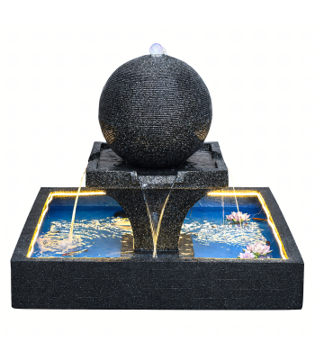 Sodo fontanas didelis vandens rutulys 140 x 140 x 120 cm su LED