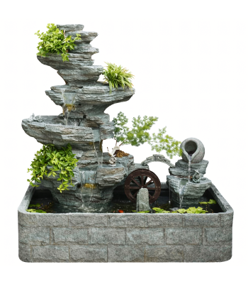 Didelis dekoratyvinis sodo fontanas su LED apšvietimu 128 x 70 x 116 cm