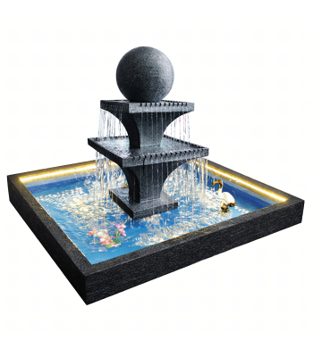 Sodo fontanas didelis vandens rutulys 250 x 250 x 175 cm su led apšvietimu