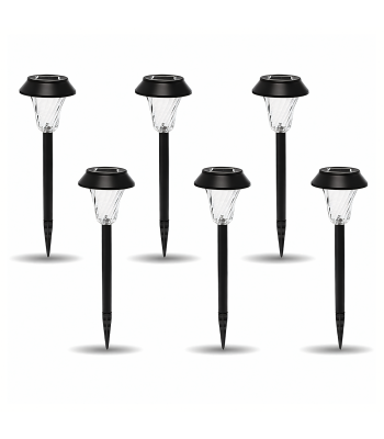 6 vnt. saulės energija įkraunamų sodo šviestuvų rinkinys, įsmeigiami, atsparūs vandeniui, 41 cm