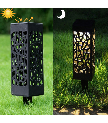 12 vnt. saulės energijos sodo šviestuvų rinkinys – įsmeigiami dekoratyviniai fakelai