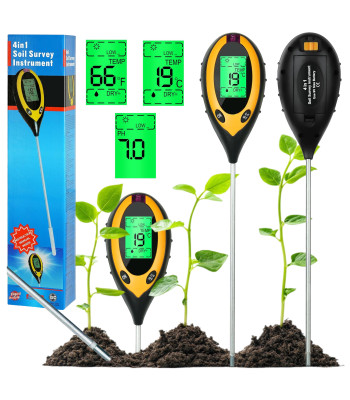 4 viename dirvožemio matuoklis – pH, drėgmės, temperatūros ir šviesos testeris