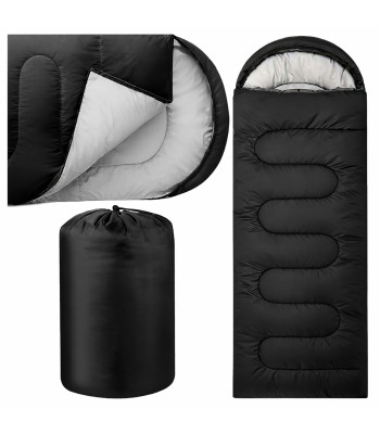 turistinis miegmaišis mumija 2 in 1 210 x 75 cm su šiltu gobtuvu, antklodės funkcija ir dėklu, juodas