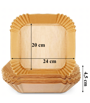 100 popierinių įdėklų karšto oro gruzdintuvei 20 x 20 cm