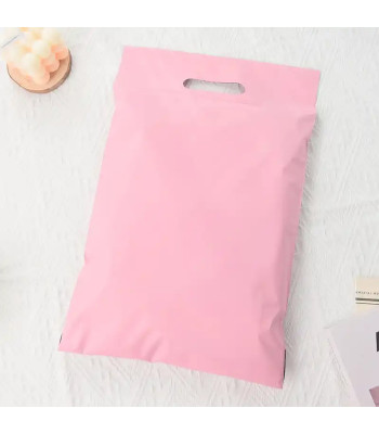 rožiniai kurjeriniai vokai su rankena 260 x 350 + 70 mm, 50 vnt.