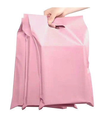 rožiniai kurjerių vokai su rankena 400 x 500 + 70 mm, 50 vnt.