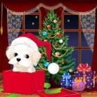 deimantinės mozaikos rinkinys 5d „šventinis šuniukas“ 20 x 20 cm