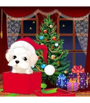 deimantinės mozaikos rinkinys 5d „šventinis šuniukas“ 20 x 20 cm