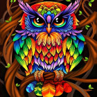 deimantinės mozaikos rinkinys 5d spalvota pelėda 40 x 50 cm