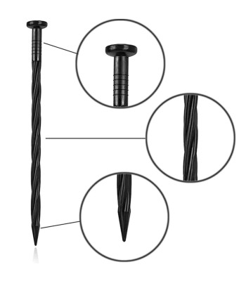 165 vnt. sodo vejos bortų rinkinys 40 mm x 50 mm x 20 m su 60 kuoliukų, juodas