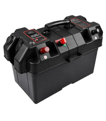 12 V akumuliatoriaus dėžė su voltmetru ir 2 USB jungtimis
