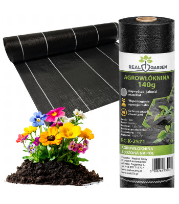 Juodas agroaudinys nuo piktžolių 140 g/m², 1,6 x 50 m, su apsauga nuo ultravioletinių spindulių
