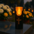 LED žvakė su baterijomis, juoda, liepsnos efektas, įdėklas žvakidėms 15cm